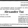 Tat Alexander 1932-2001 Todesanzeige